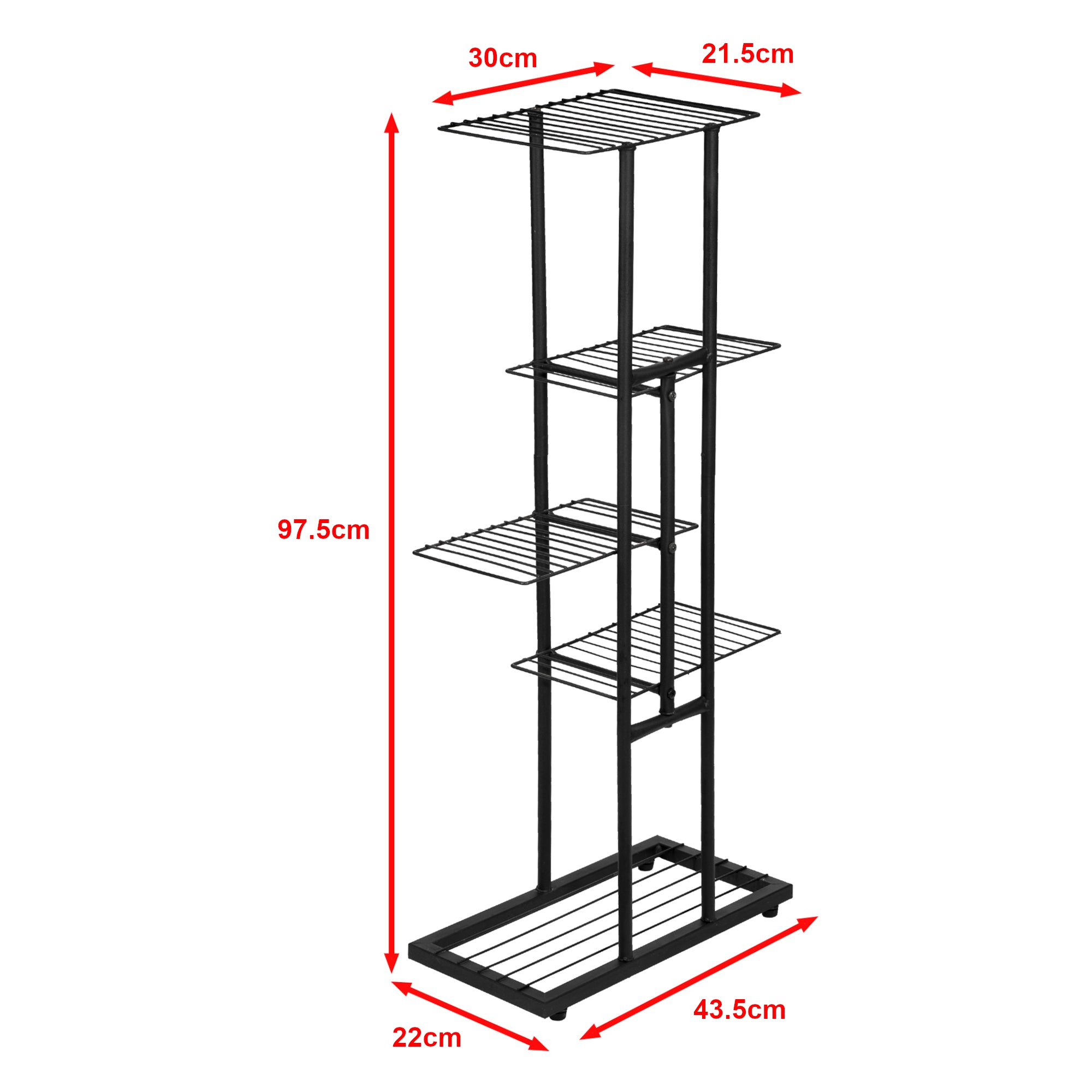 Scaffale Portapiante 'Beek' Mobile Espositore con Ripiani a Rete Organizzatore in Metallo per Vasi e Piante Portafiori -