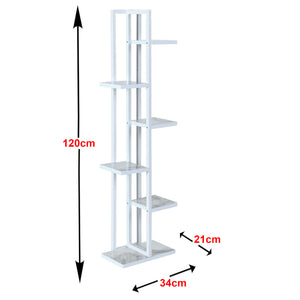 Scaffale Portapiante 'Tohmajà¤rvi' Mobile a Terra con Ripiani Portaoggetti - Bianco/Marmo Bianco [en.casa]