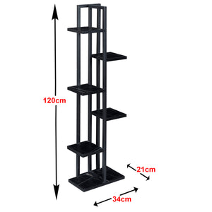 Scaffale Portapiante 'Tohmajà¤rvi' Mobile a Terra con Ripiani Portaoggetti - Nero/Marmo Nero[en.casa]