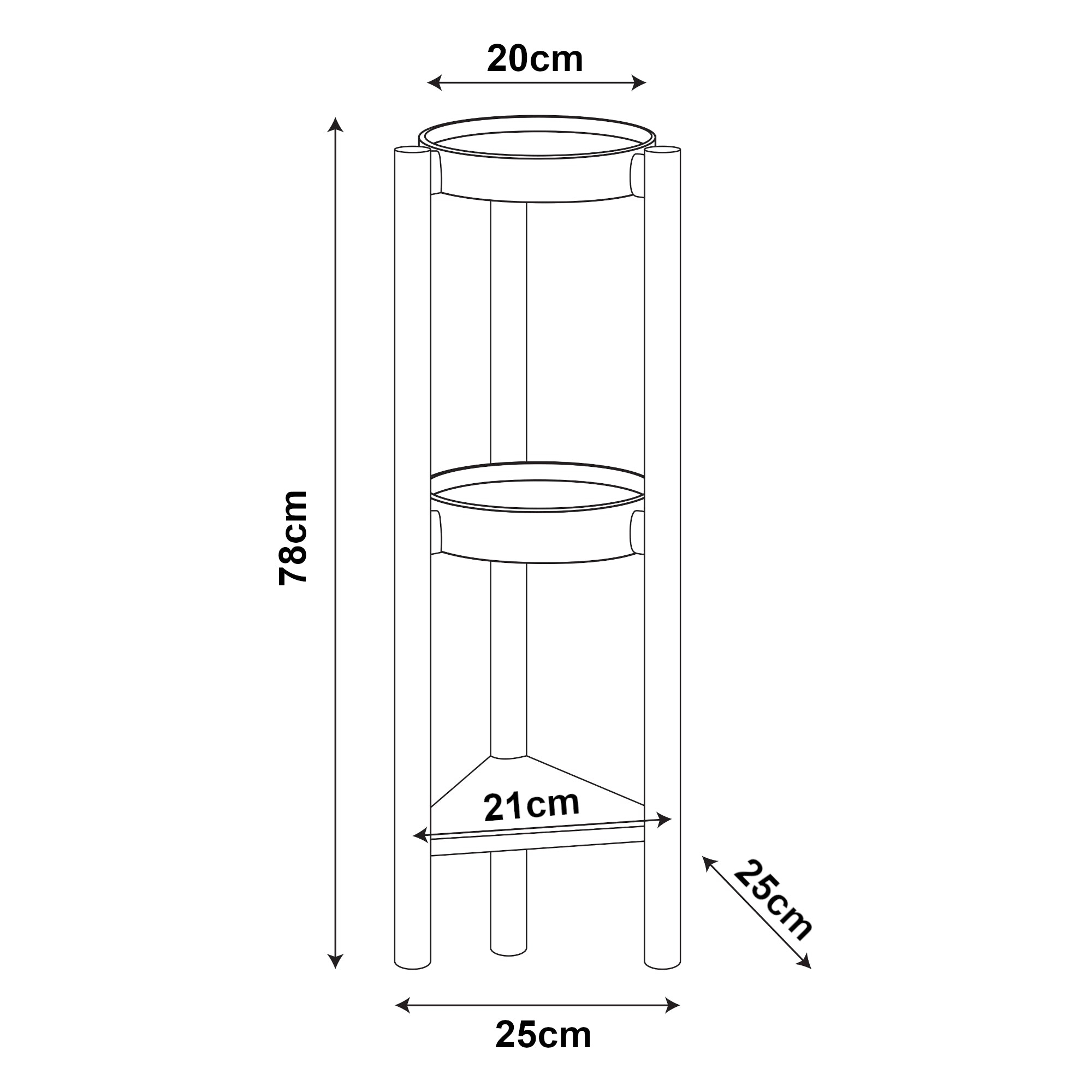 Scaletta Portafiori Sastamala a 3 Livelli Bambù 78x25x25 cm [en.casa]