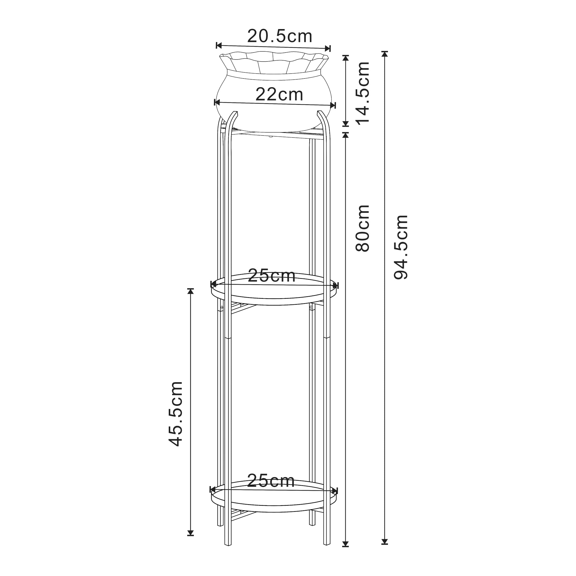 Stand Portapiante Altena 94,5 x 27 x 27 cm Metallo Grigio scuro [en.casa]