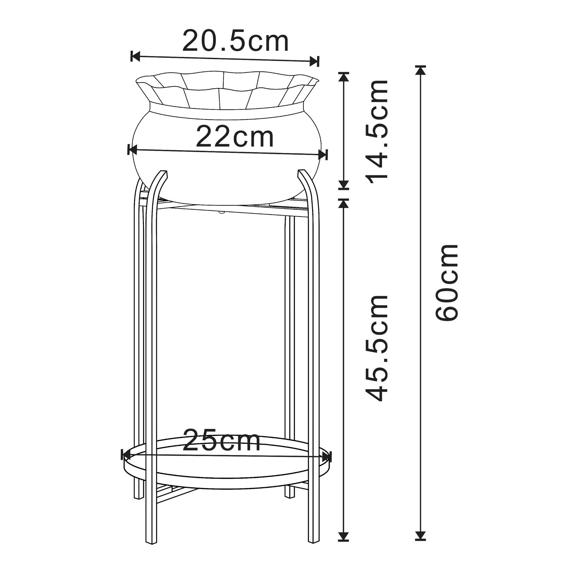 Stand Portapiante Altena 60 x 27 x 27 cm Metallo Azzurro [en.casa]