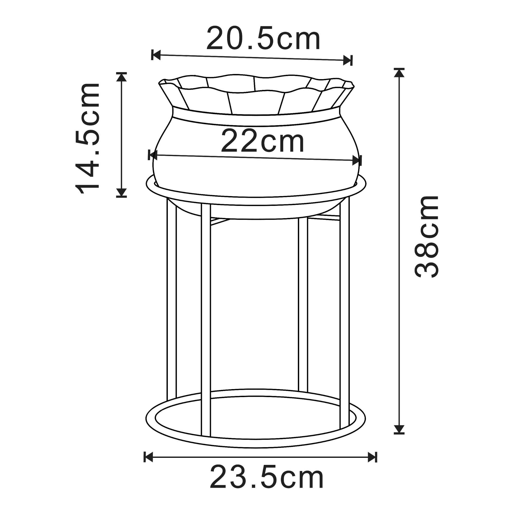 Stand Portapiante Assen 38 x 23,5 cm Metallo Nero [en.casa]