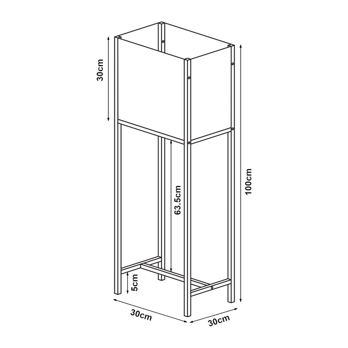 Portavasi Porsgrunn Contenitore Rettangolare Metallo Nero 100 x 30 x 30 cm [en.casa]