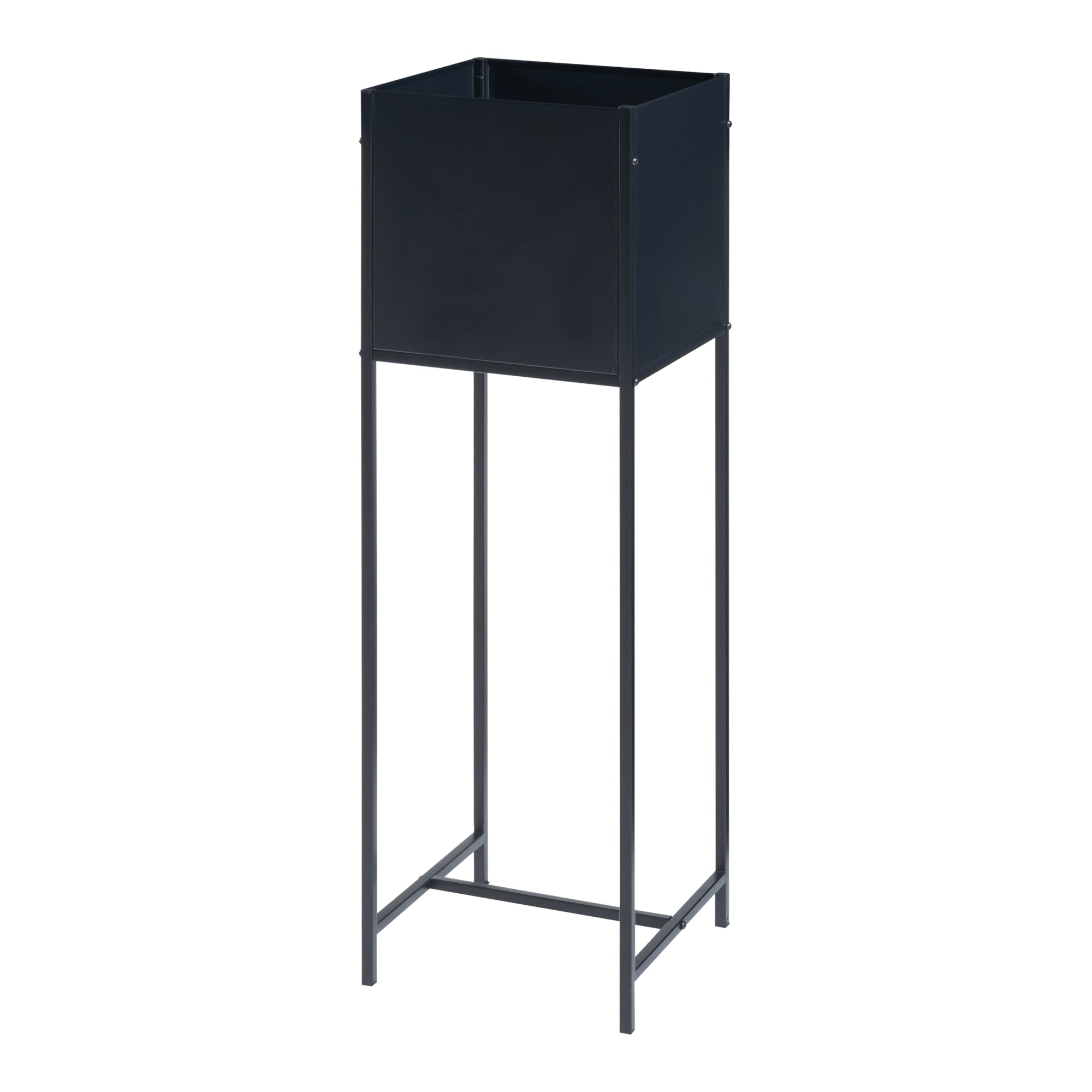 Portavasi Porsgrunn Contenitore Rettangolare Metallo Nero 100 x 30 x 30 cm [en.casa]