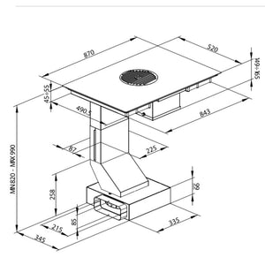 Piano cottura THEM87AKR con cappa integrata aspirante