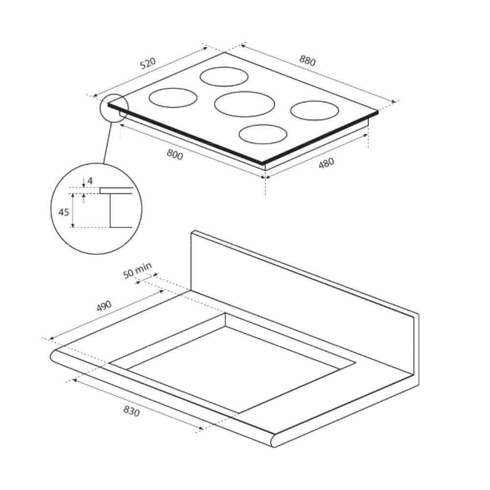 Piano cottura induzione Bertazzoni P905INE 90 cm. nero