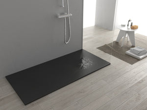 Piatto doccia ultra slim, in smc effetto pietra antracite nero h 2,6cm Sicena Plaget Antracite,70x170 cm