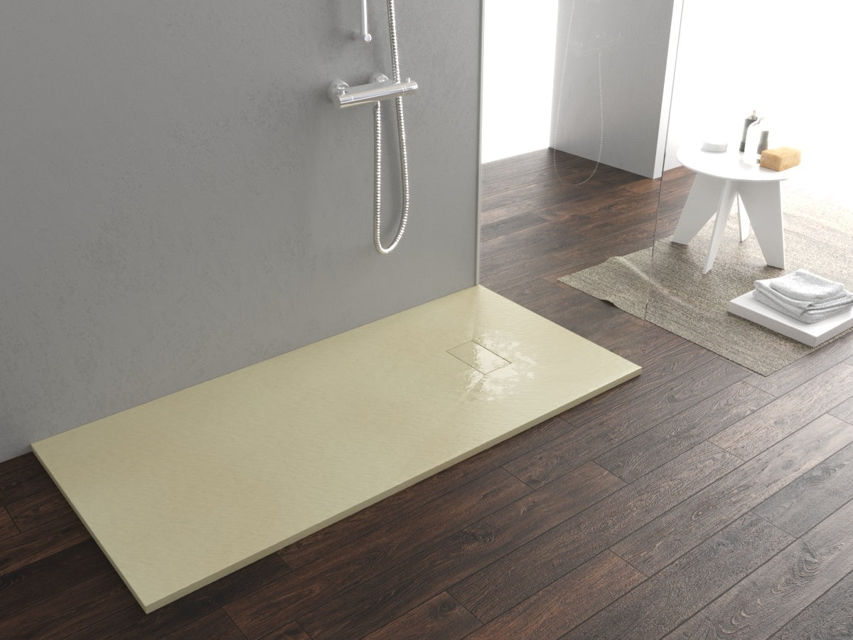Piatto doccia ultra slim, in smc effetto pietra tortora beige h 2,6cm Sicena Plaget Tortora-Beige,70x100  cm