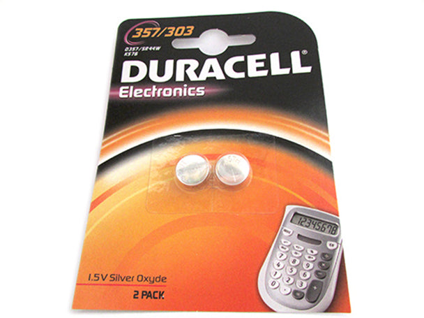 Pila Batteria A Bottone Duracell Silver Oxide 357 303 D357 SR44W KS76 Per Orologi Calcolatrice Confezione Da 2 Pile