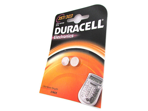 Pila Batteria A Bottone Duracell Silver Oxide 357 303 D357 SR44W KS76 Per Orologi Calcolatrice Confezione Da 2 Pile