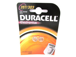 Pila Batteria A Bottone Duracell Silver Oxide 357 303 D357 SR44W KS76 Per Orologi Calcolatrice Confezione Da 2 Pile