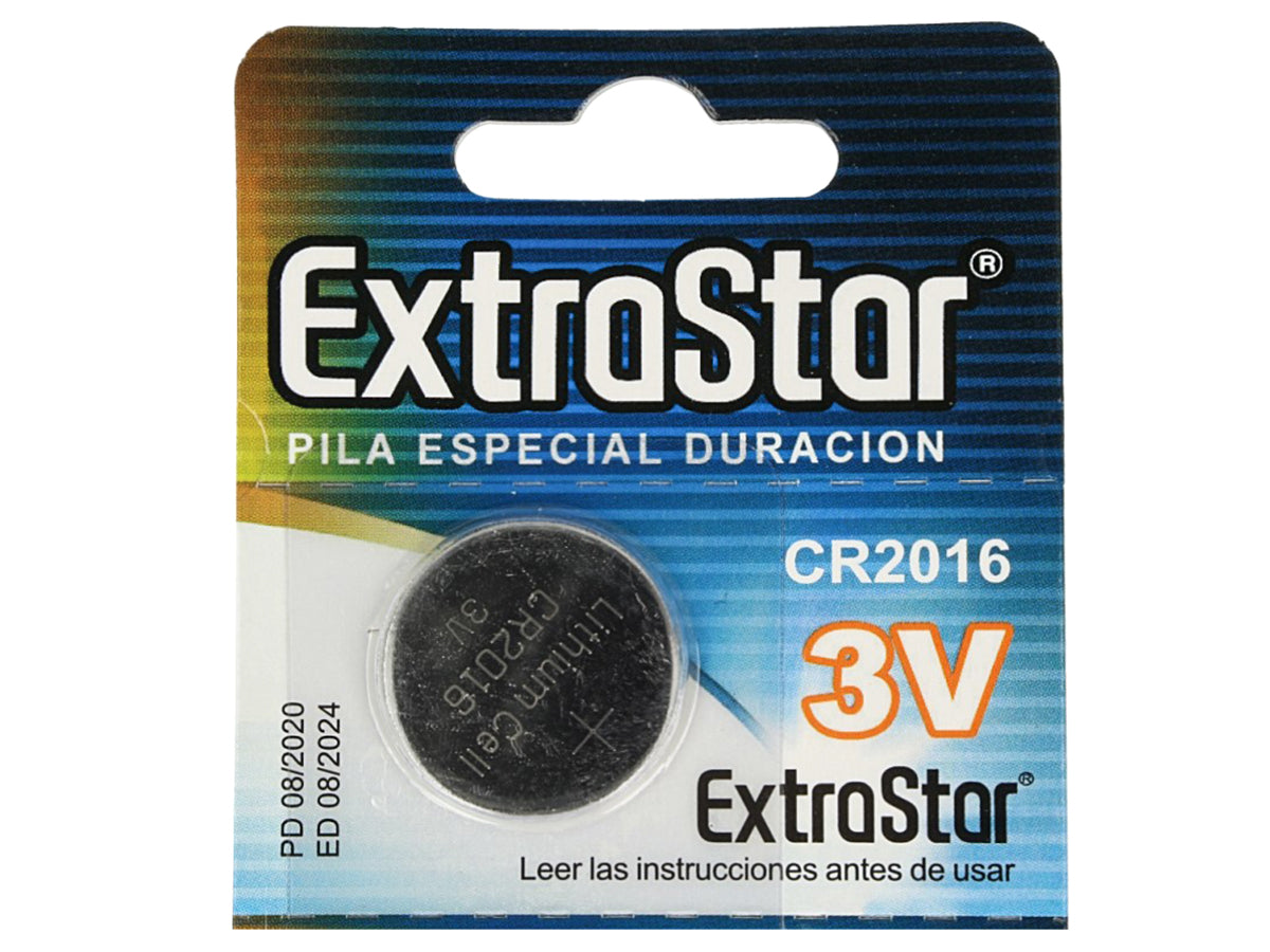 Pila Batteria A Bottone Extrastar CR2016 3V Confezione Da 5 Pile