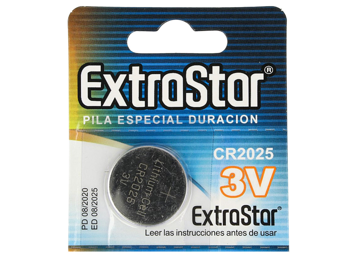 Pila Batteria A Bottone Extrastar CR2025 3V Confezione Da 5 Pile