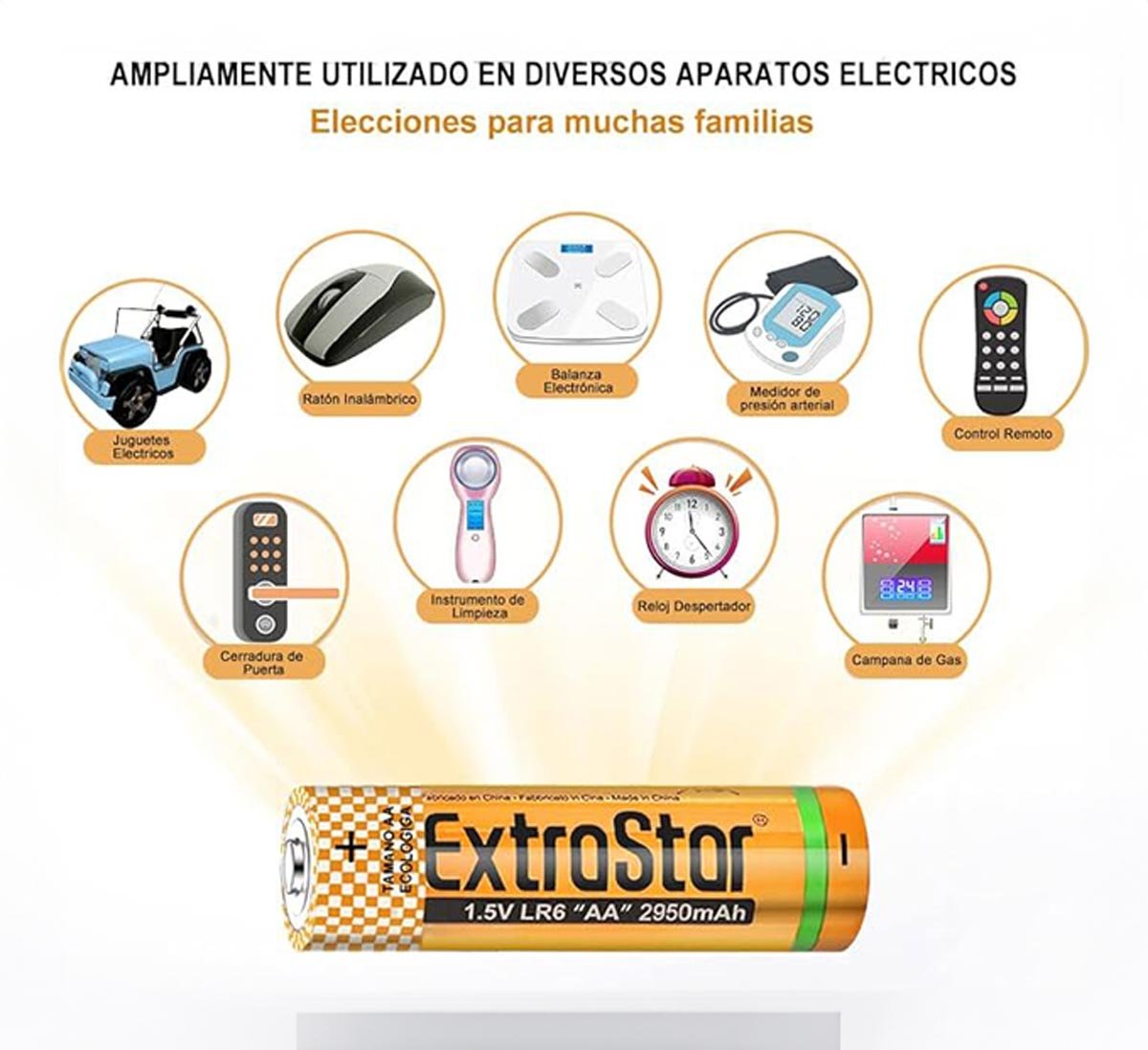 Pila Batteria LR6 AA Stilo 1,5V 2950mAh MN1500 Alcalina Extrastar Confezione da 12 Pezzi