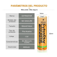 Pila Batteria LR6 AA Stilo 1,5V 2950mAh MN1500 Alcalina Extrastar Confezione da 12 Pezzi