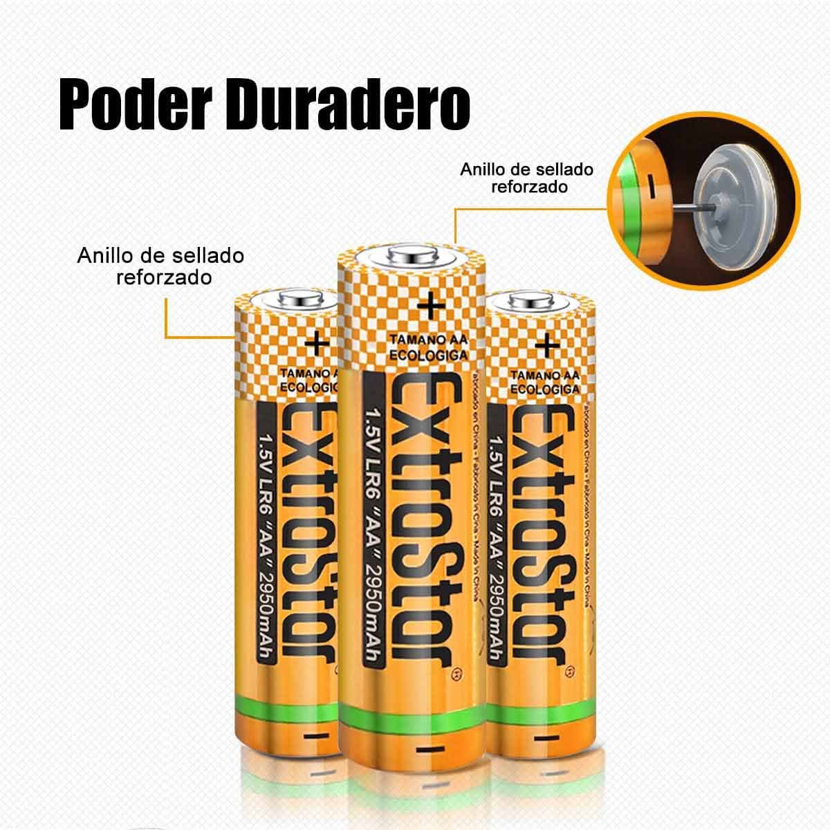 Pila Batteria LR6 AA Stilo 1,5V 2950mAh MN1500 Alcalina Extrastar Confezione da 12 Pezzi