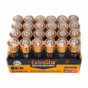 Pila Batteria R6 AA Stilo 1,5V 860mAh MN1500 Alcalina Extrastar Confezione da 24 Pezzi