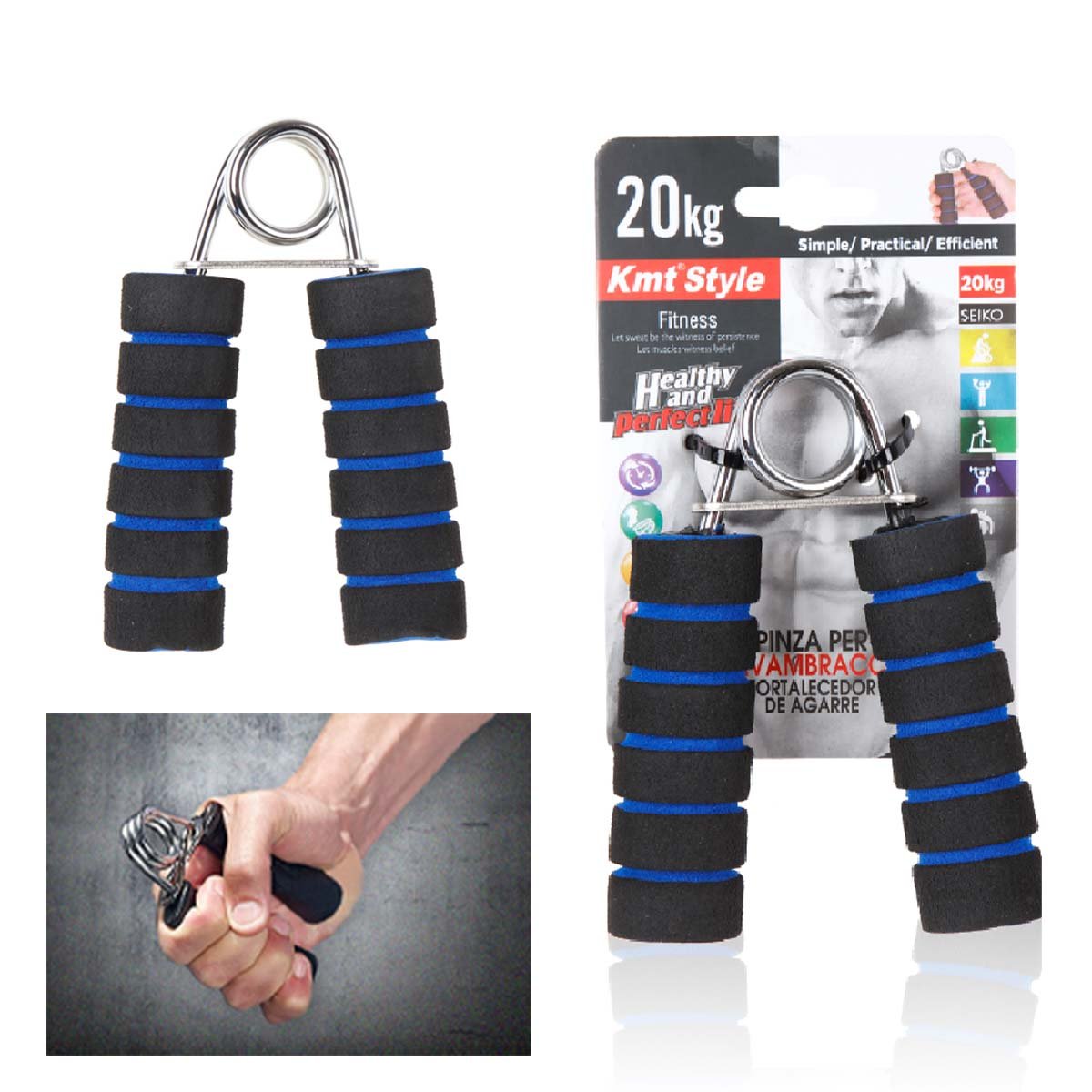 Pinza per Avambracci Hand Grip per Allenamento Della Forza con Tensione a 20 Kg