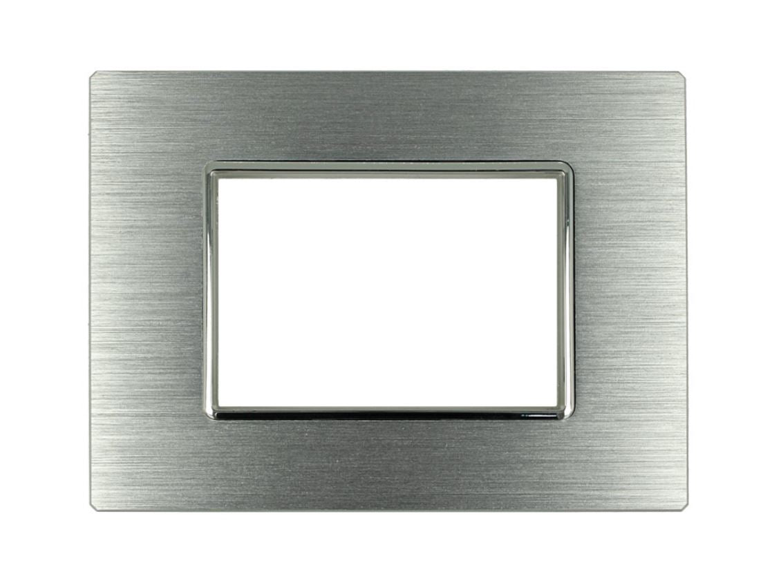 Placca Luxury 503 3M In Metallo Satinato Colore Argento Compatibile Con Bticino Axolute