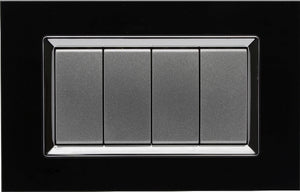 Placca Plexi 4M Moduli 504 Nera Plexiglass Compatibile Bticino Living