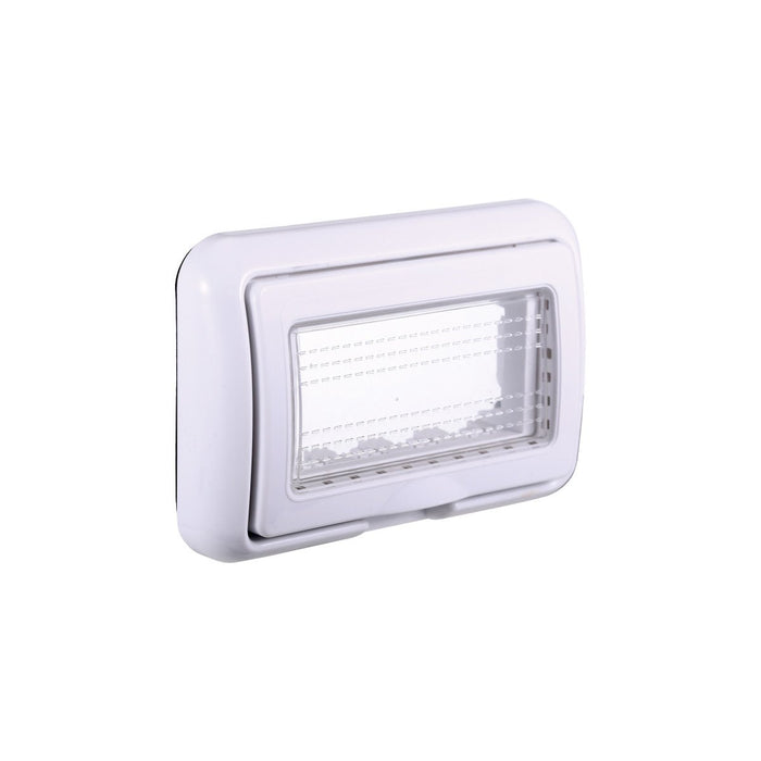 Placca con Coperchio Supporto Stango Idrobox IP55 Compatibile Con Bticino Living Light 4P Bianco