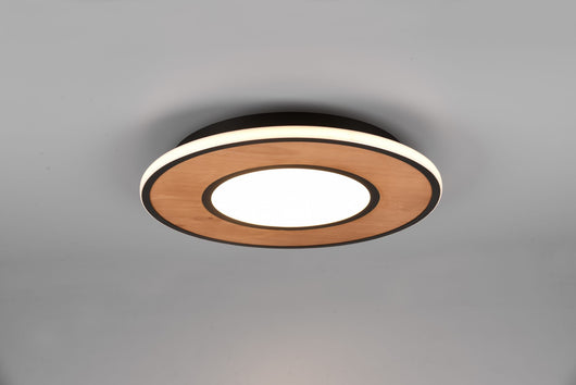 Plafoniera DEACON LED inserto legno naturale  dimmerabile con interruttore metallo nero  626610232