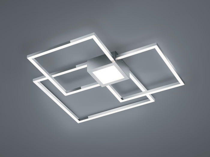 Plafoniera HYDRA LED doppio quadrato + luce centrale dimmerabile  65CMX65CM cromo 676240406