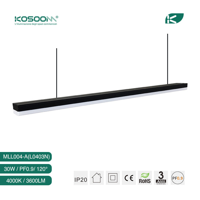 Plafoniera Lampada Lineare Led Nero 30W 4000K L0403N