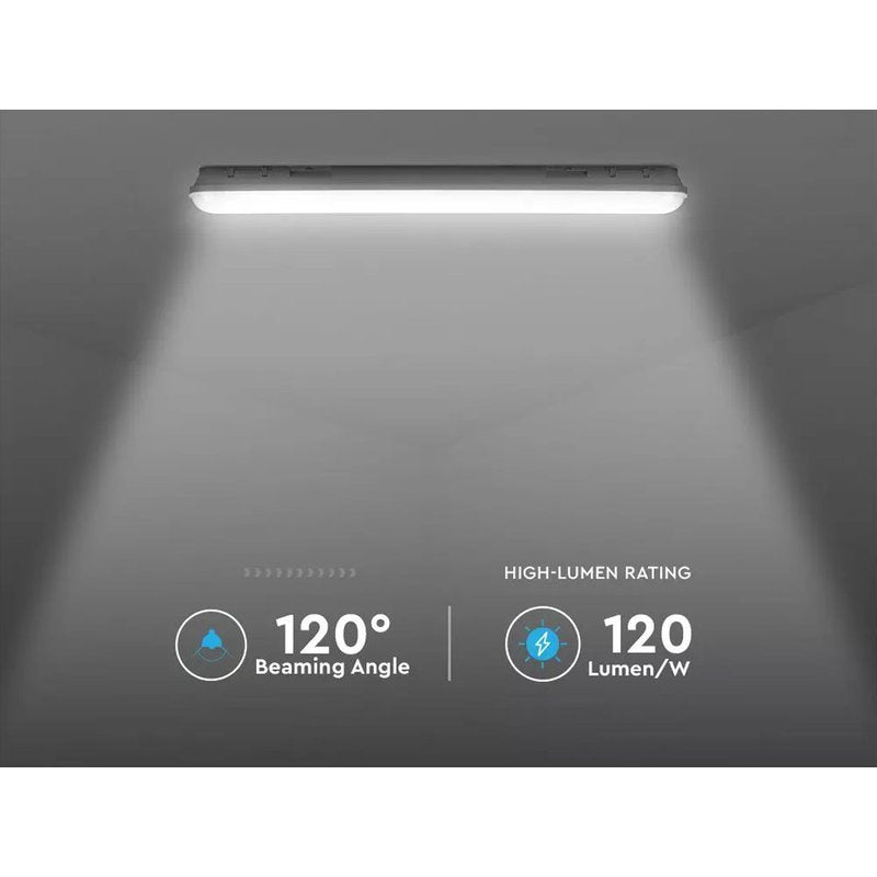 Plafoniera Led 120cm 36W 120lm/W 4320 lm Freddo 6400K IP65 Copertura Satinata SKU-20206