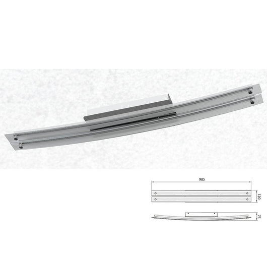 Plafoniera Led Da Soffitto Moderna Designer Bend Cromato Con Vetro Doppio Tubo Lunghezza 985mm 36W 4000K SKU-3899