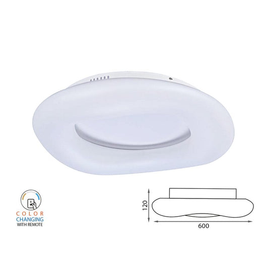 Plafoniera Led Da Soffitto Moderna Rotonda CCT Diametro 600mm 38W Dimmerabile Telecomando 3 In 1 SKU-3968