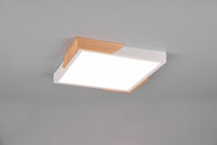 Plafoniera META LED quadrata e legno naturale con regolazione intensità 31,5CM X 31,5CM bordo bianco R67191131