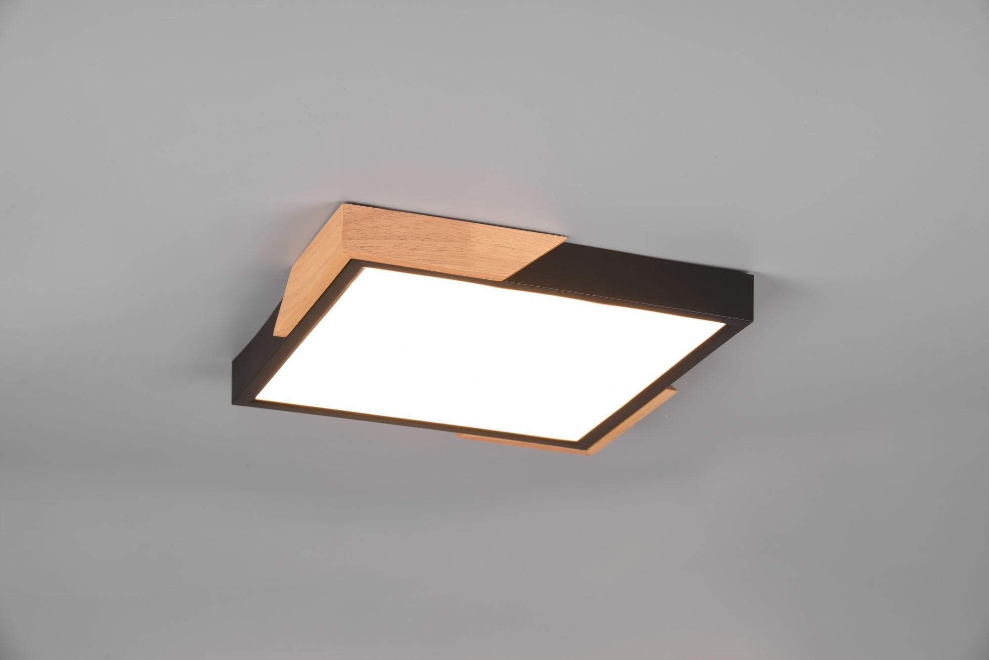 Plafoniera META  LED quadrata e legno naturale con regolazione intensità 31,5CM X 31,5CM bordo nero  R67191132