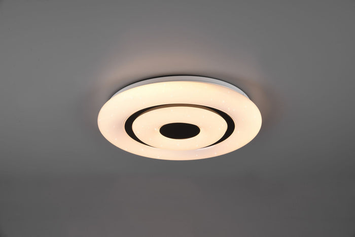 Plafoniera RANA LED diffusore effetto cielo stellato con telecomando D.40cm bordi neri R65081000