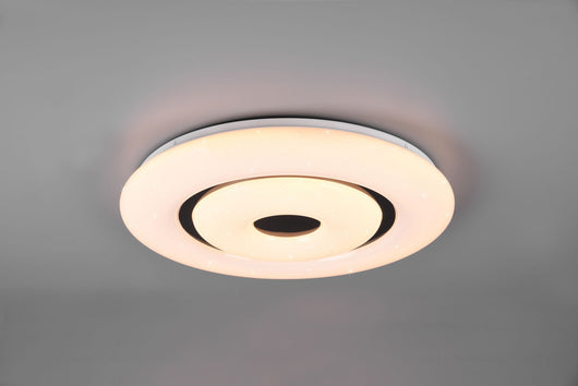 Plafoniera RANA LED diffusore effetto cielo stellato con telecomando D.50cm bordi neri R65081900