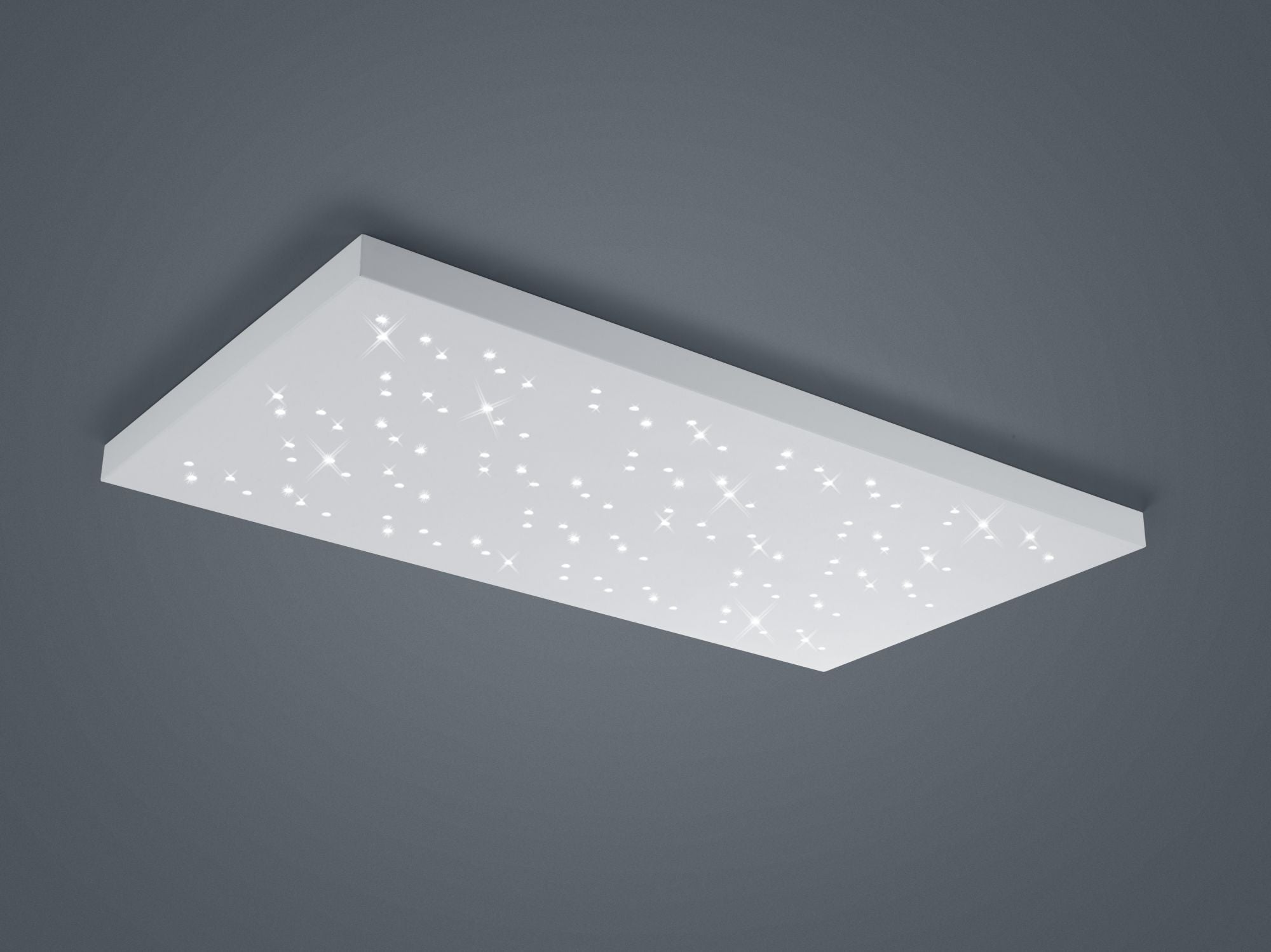 Plafoniera TITUS LED rettangolare cielo stellato metalo funzione luce calda e fredda regolazione intensitò bianco opaco 676611031