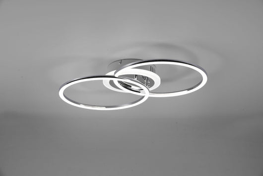 Plafoniera VENIDA LED doppio cerchio con luce centrale e regolazione intensità L.58cm cromato R62783406