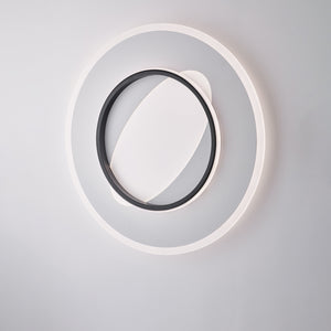 Plafoniera in metallo e alluminio laccato bianco e nero con led integrato CCT + telecomando