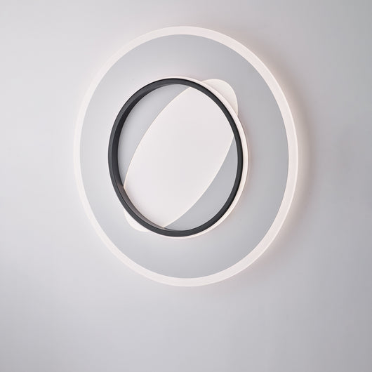 Plafoniera in metallo e alluminio laccato bianco e nero con led integrato CCT + telecomando