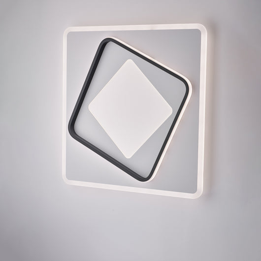 Plafoniera in metallo e alluminio laccato bianco e nero con led integrato CCT + telecomando