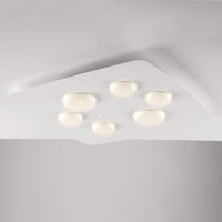 Plafoniera in metallo laccato bianco con diffusori in silicone a led integrato 6 luci