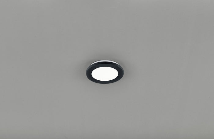 Plafoniera led tonda metallo nero dimmerabile con interruttore a parete 17cm CAMILLUS R62921032