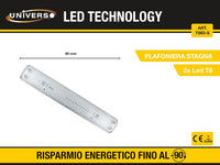 Plafoniera per 2 Tubo Led Cablata Stagna 60cm IP65 P-T8-60-S