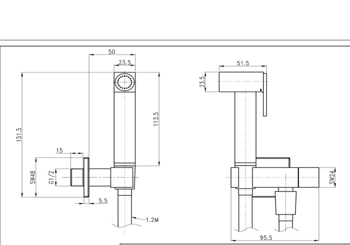 Kit idroscopino acqua calda e fredda con shut-off azionamento a leva ottone *** finitura- nero quadro, confezione 1