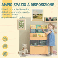 Libreria per Bambini con Ripiani Mensole e Cassetto 60x29,9x90 cm in MDF Rosa