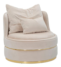 Poltrona elegante in tessuto crema e oro con cuscini 84x75 cm Paris Space