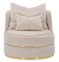 Poltrona elegante in tessuto crema e oro con cuscini 84x75 cm Paris Space