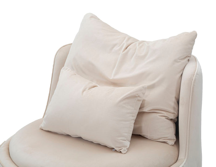 Poltrona elegante in tessuto crema e oro con cuscini 84x75 cm Paris Space