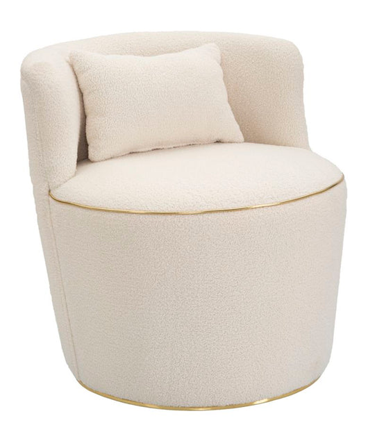 Poltrona elegante in tessuto crema e oro con cuscino 63x68x69 cm Iceland